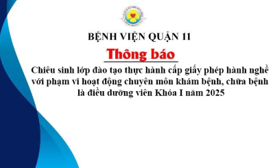 Thông báo chiêu sinh lớp đào tạo thực hành cấp giấy phép hành nghề với phạm vi hoạt động chuyên môn khám bệnh, chữa bệnh là điều dưỡng viên Khóa I năm 2025